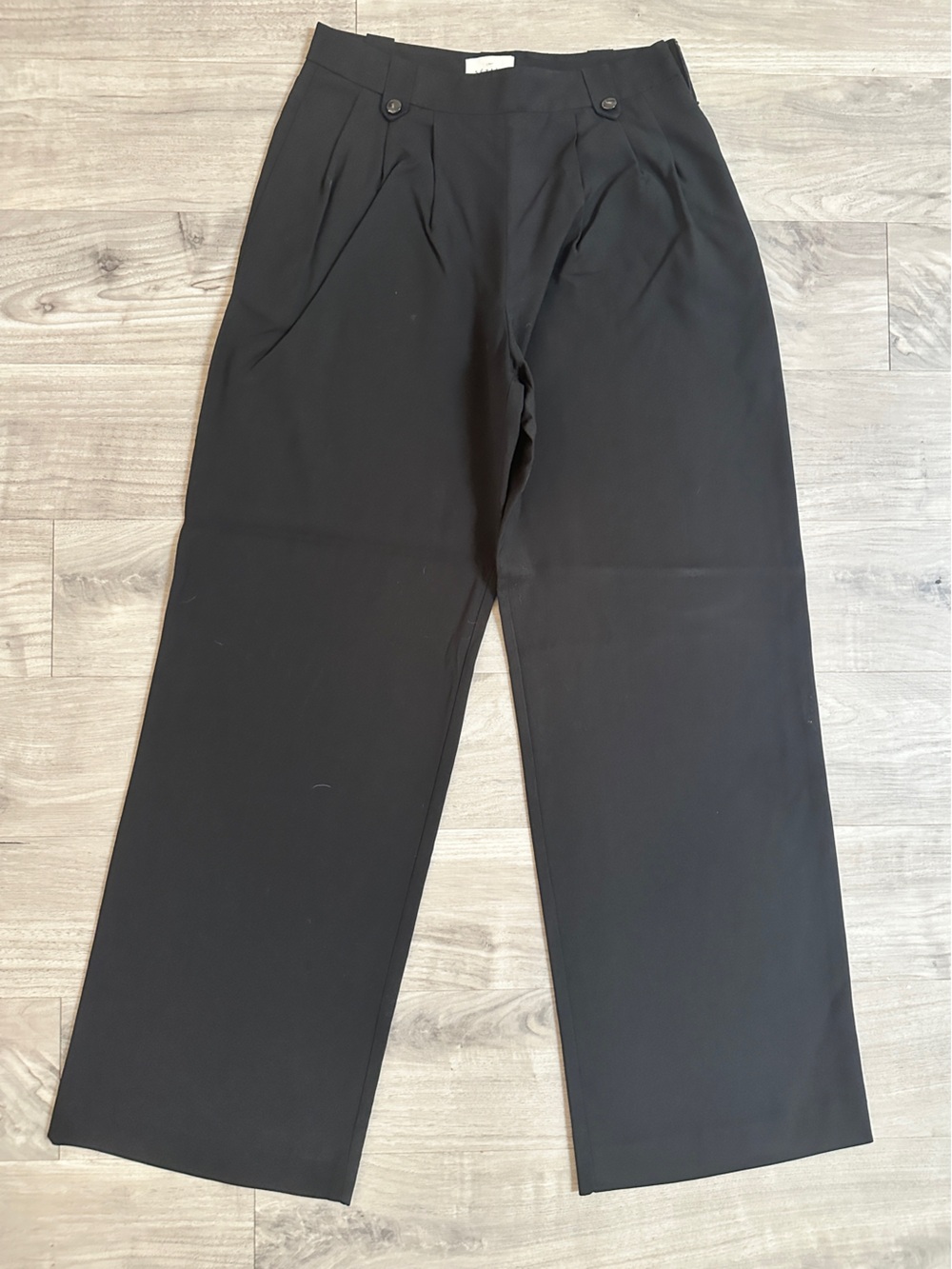 NWT Sezane Loulou Trousers in Black, High-Waist Wide-Leg Pleated Trousers - Picture 4 of 10